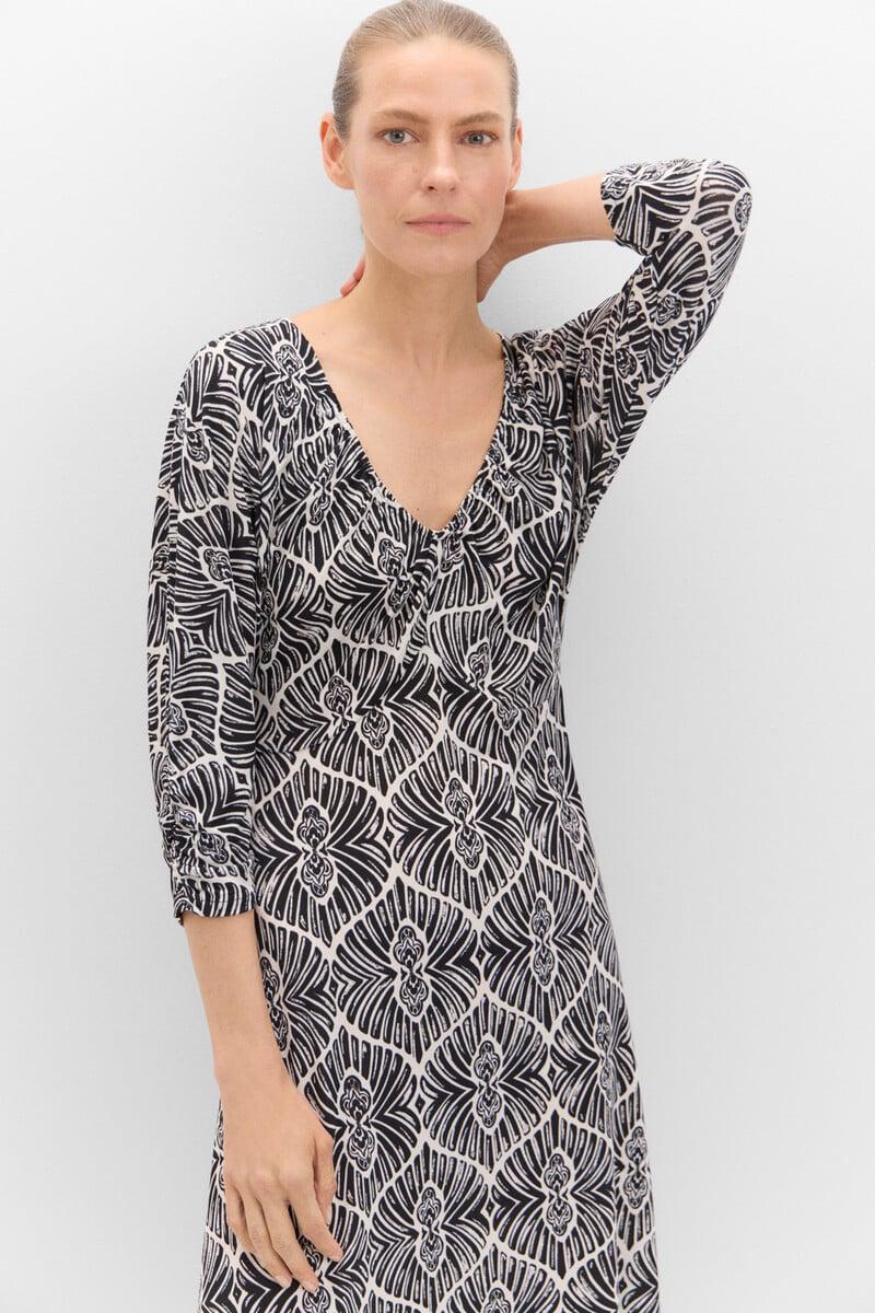 Cortefiel Vestido Estampado Manga Murciélago