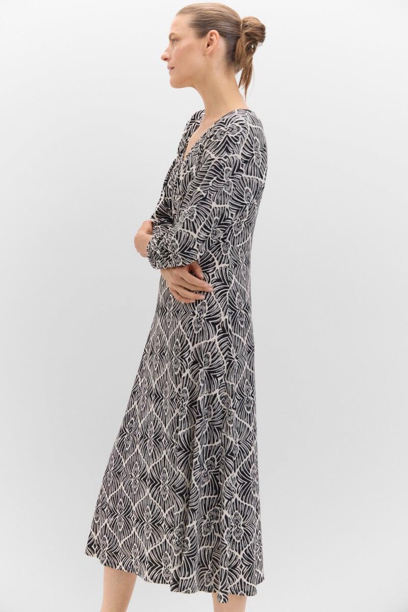 Cortefiel Vestido Estampado Manga Murciélago