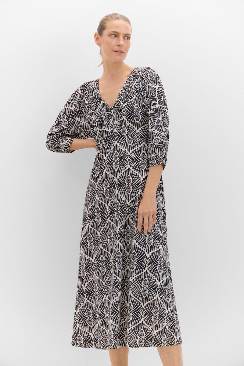 Cortefiel Vestido estampado manga murciélago