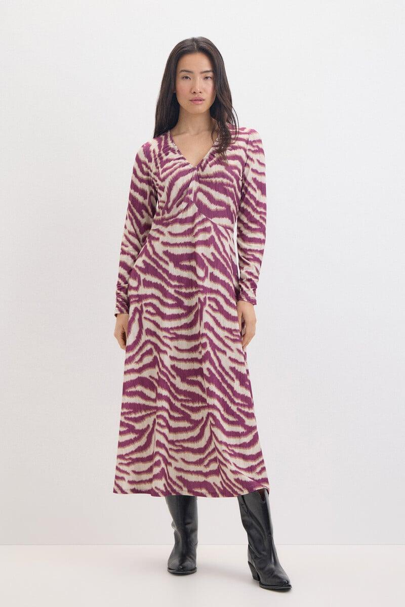Cortefiel Vestido estampado manga murciélago