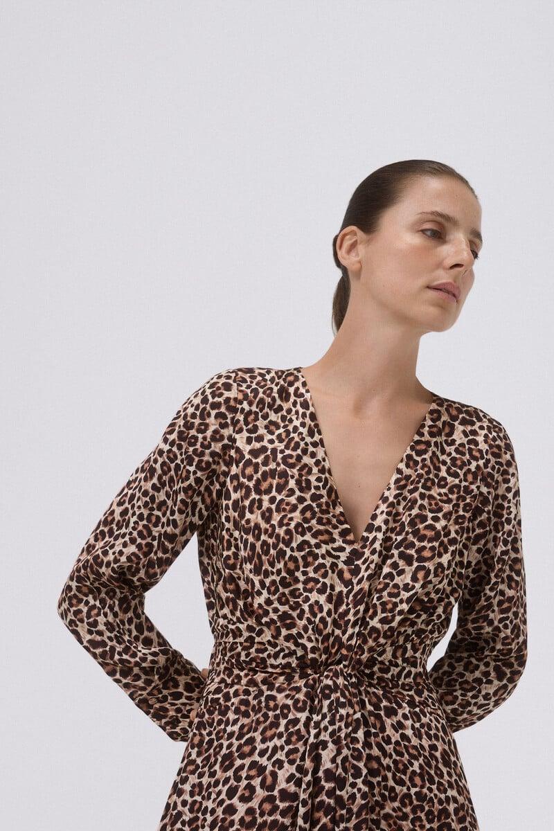 Cortefiel Vestido Estampado Nudo