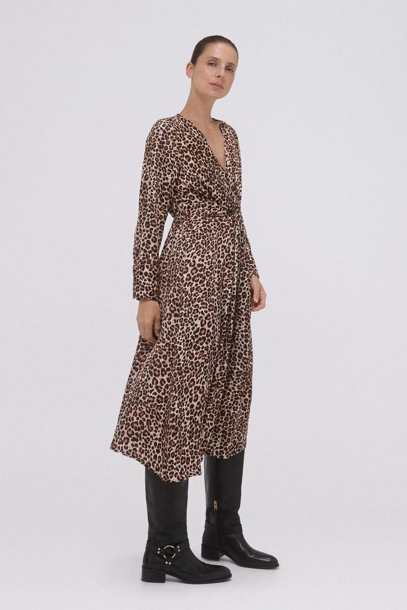 Cortefiel Vestido Estampado Nudo