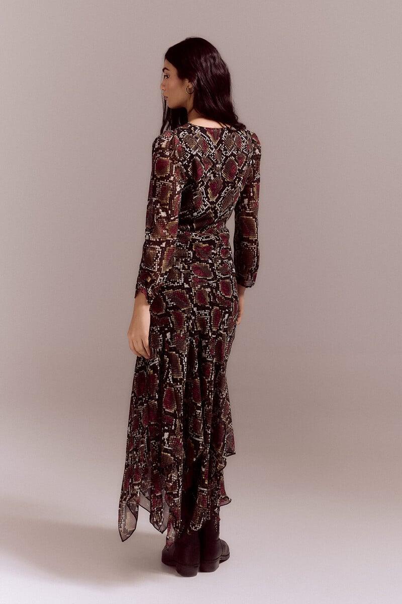 Cortefiel Vestido Estampado Serpiente
