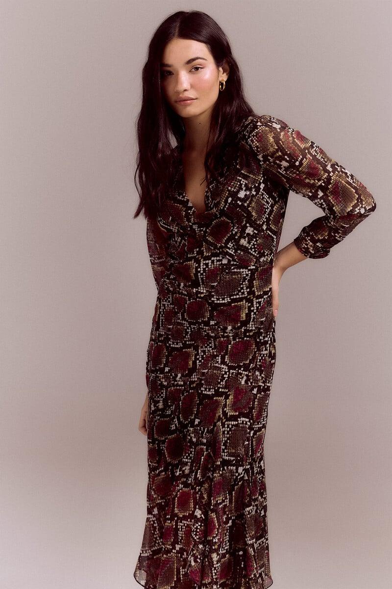 Cortefiel Vestido estampado serpiente