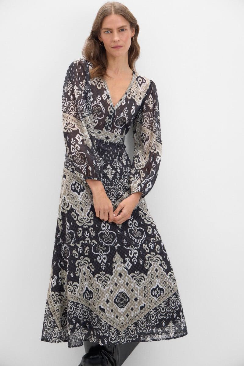 Cortefiel Vestido estampado textura