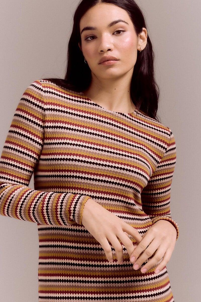 Cortefiel Vestido Estructura Rayas Multicolor