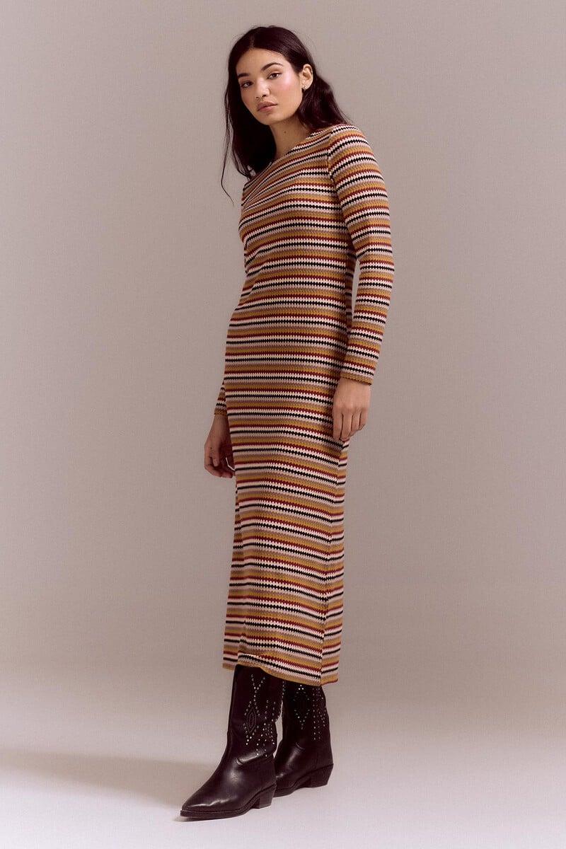 Cortefiel Vestido estructura rayas multicolor