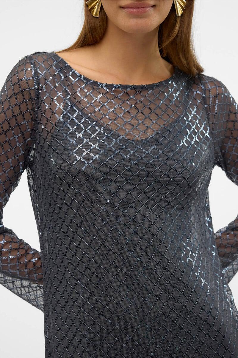Cortefiel Vestido Largo Con Lentejuelas