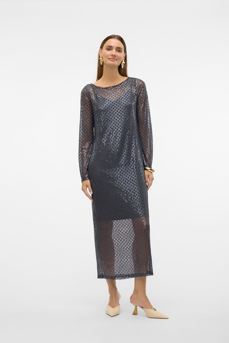 Cortefiel Vestido Largo Con Lentejuelas