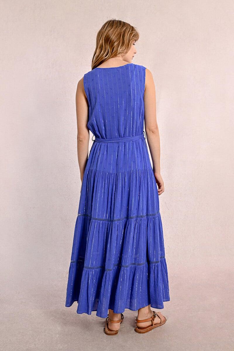 Cortefiel Vestido Largo Con Volantes Y Estampado