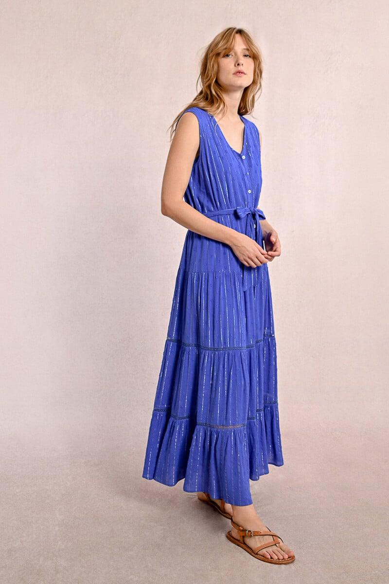 Cortefiel Vestido largo con volantes y estampado