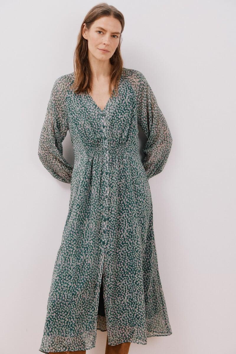 Cortefiel Vestido Largo Estampado