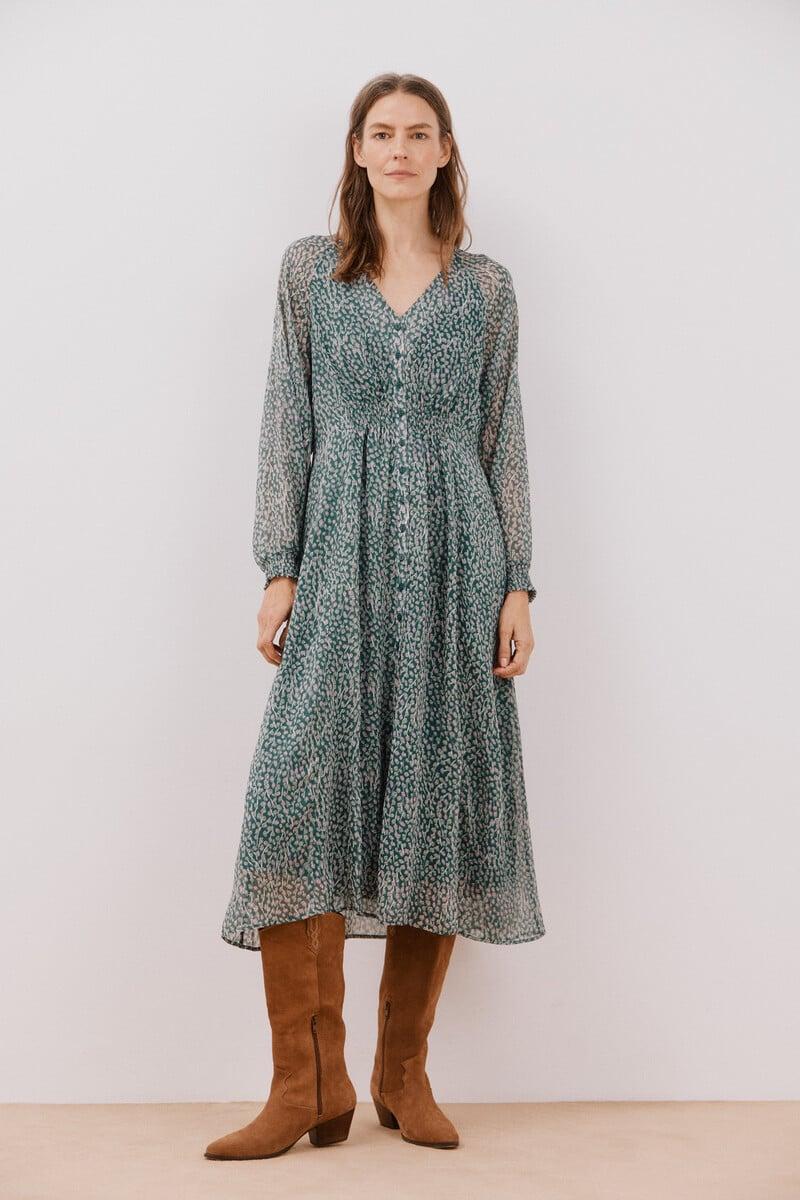 Cortefiel Vestido Largo Estampado