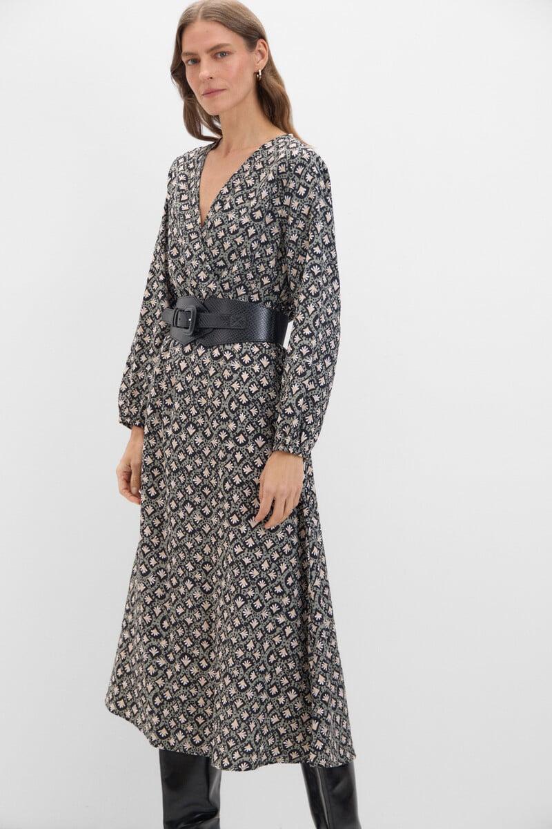 Cortefiel Vestido Largo Estampado Geométrico