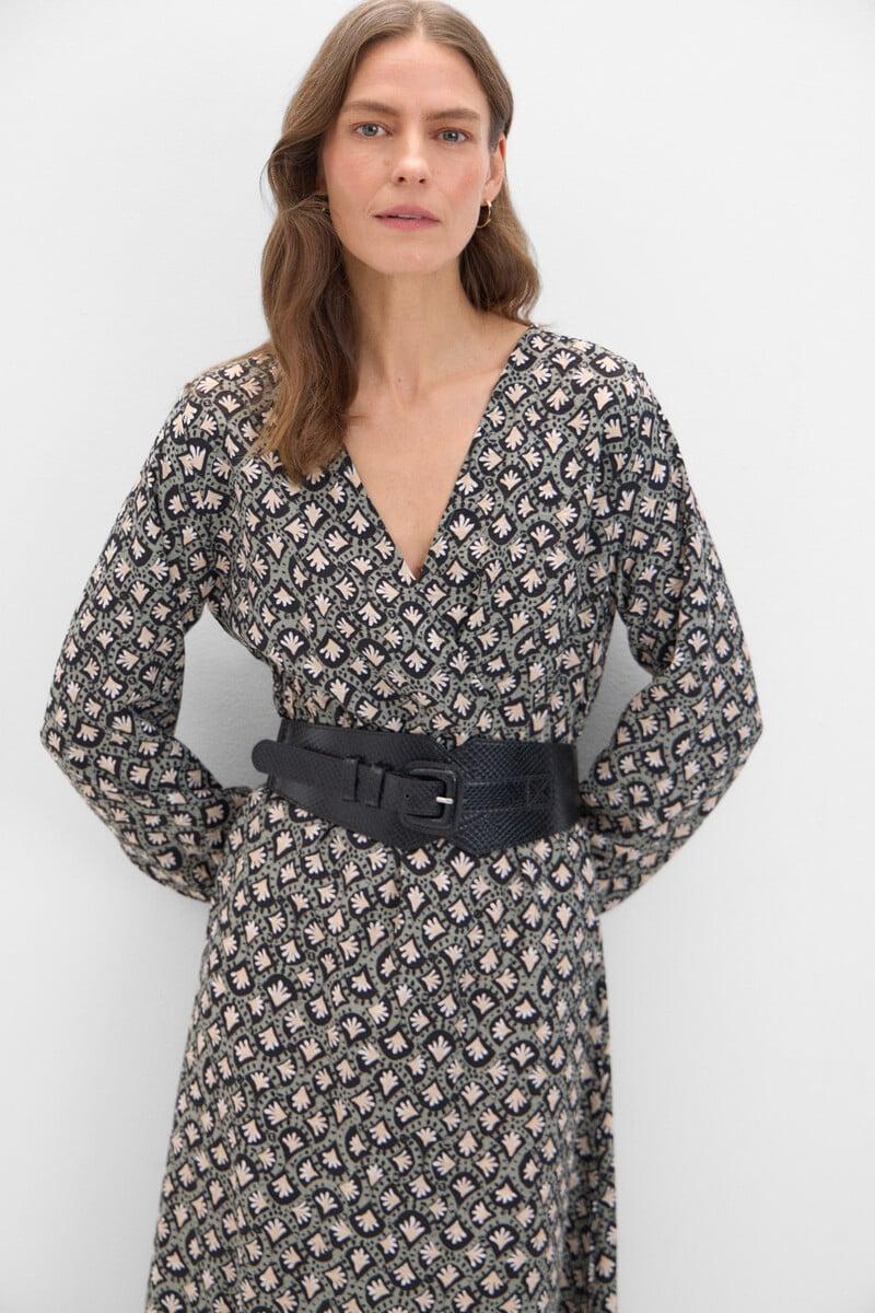 Cortefiel Vestido Largo Estampado Geométrico