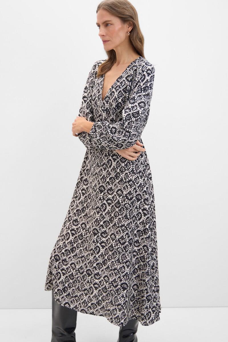 Cortefiel Vestido Largo Estampado Geométrico