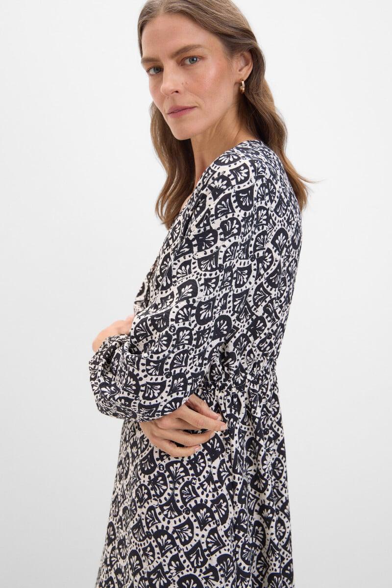 Cortefiel Vestido Largo Estampado Geométrico