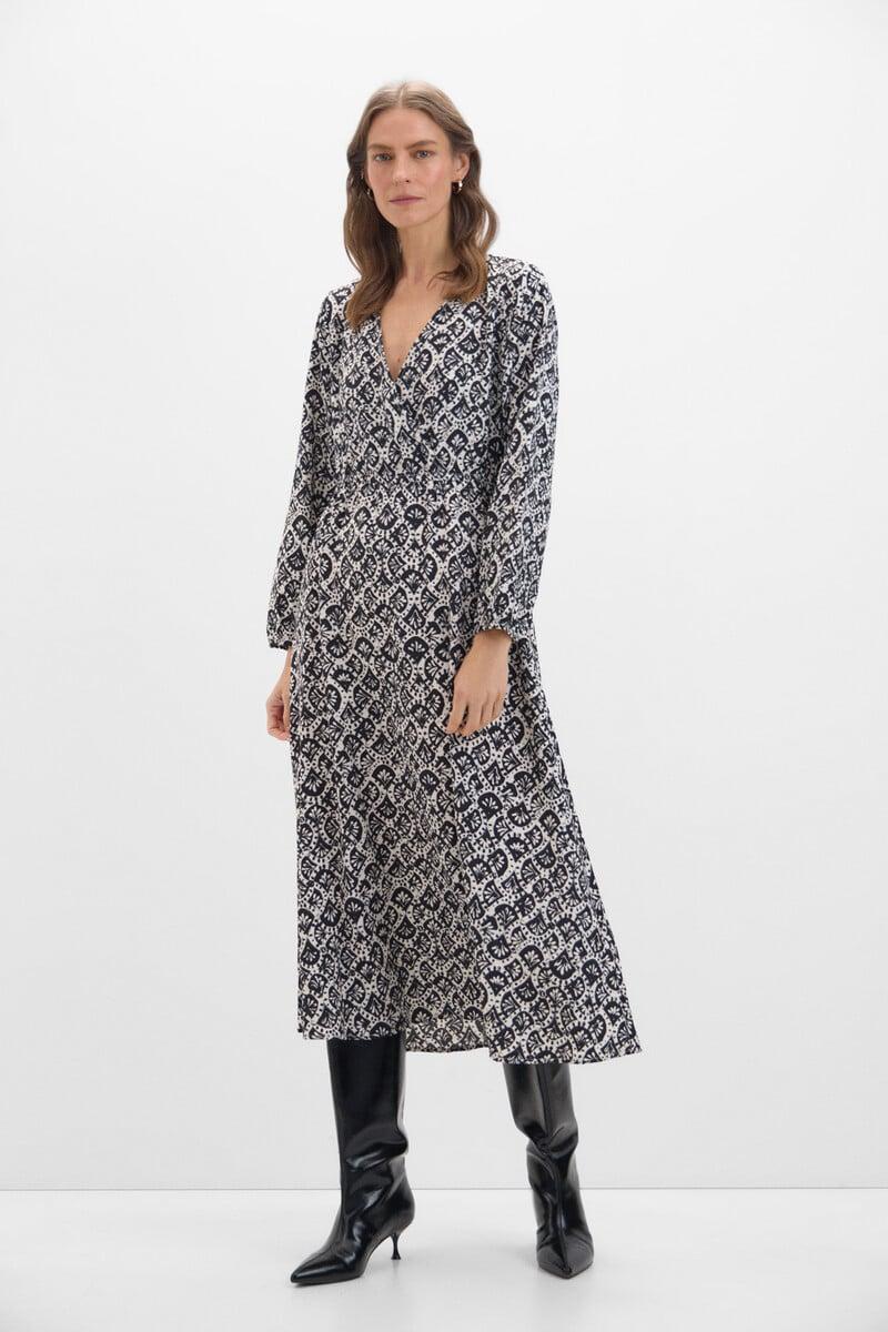 Cortefiel Vestido largo estampado geométrico