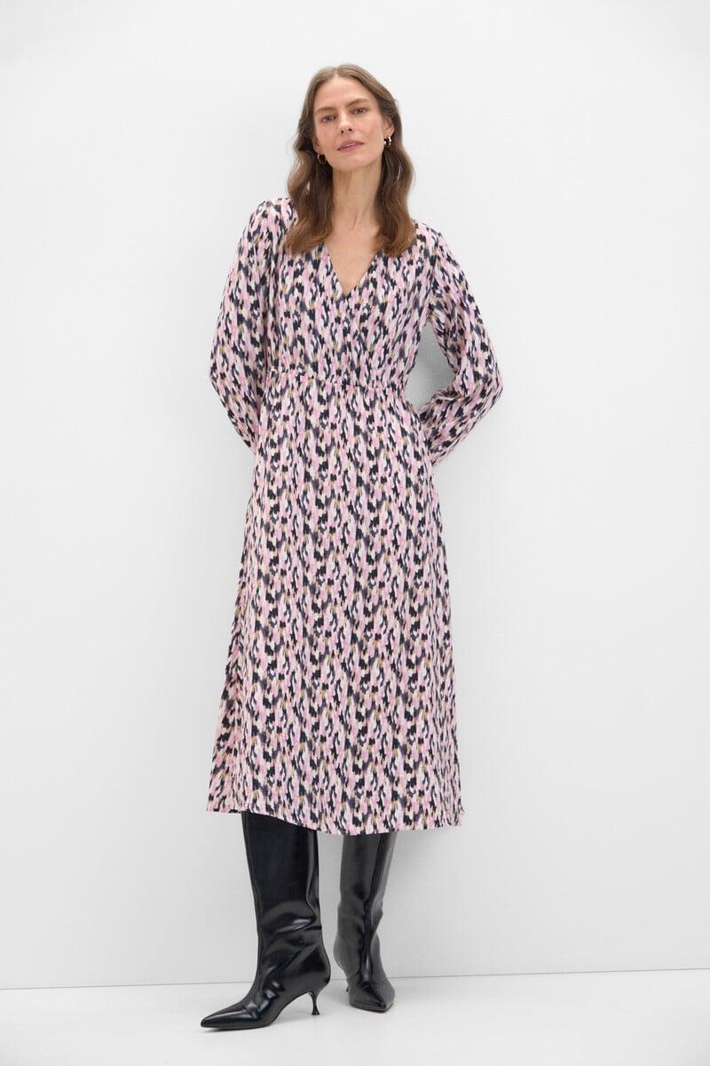 Cortefiel Vestido largo estampado geométrico