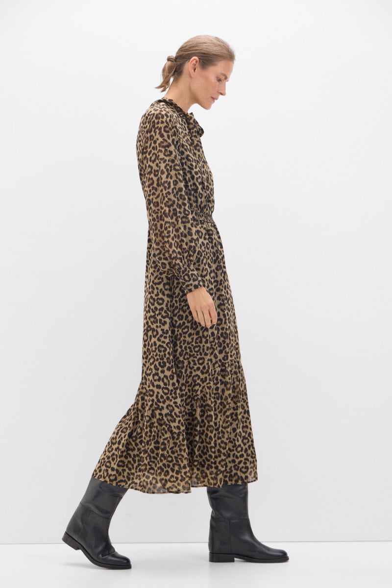 Cortefiel Vestido Largo Estampado Leopardo