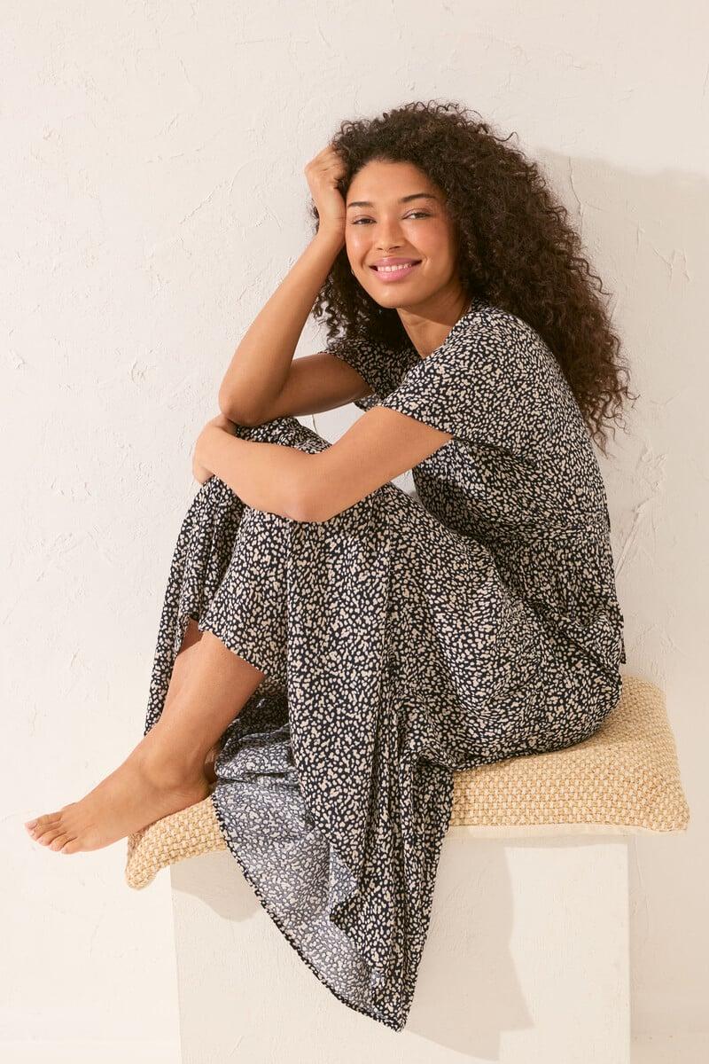 Cortefiel Vestido Largo Lazo Cintura