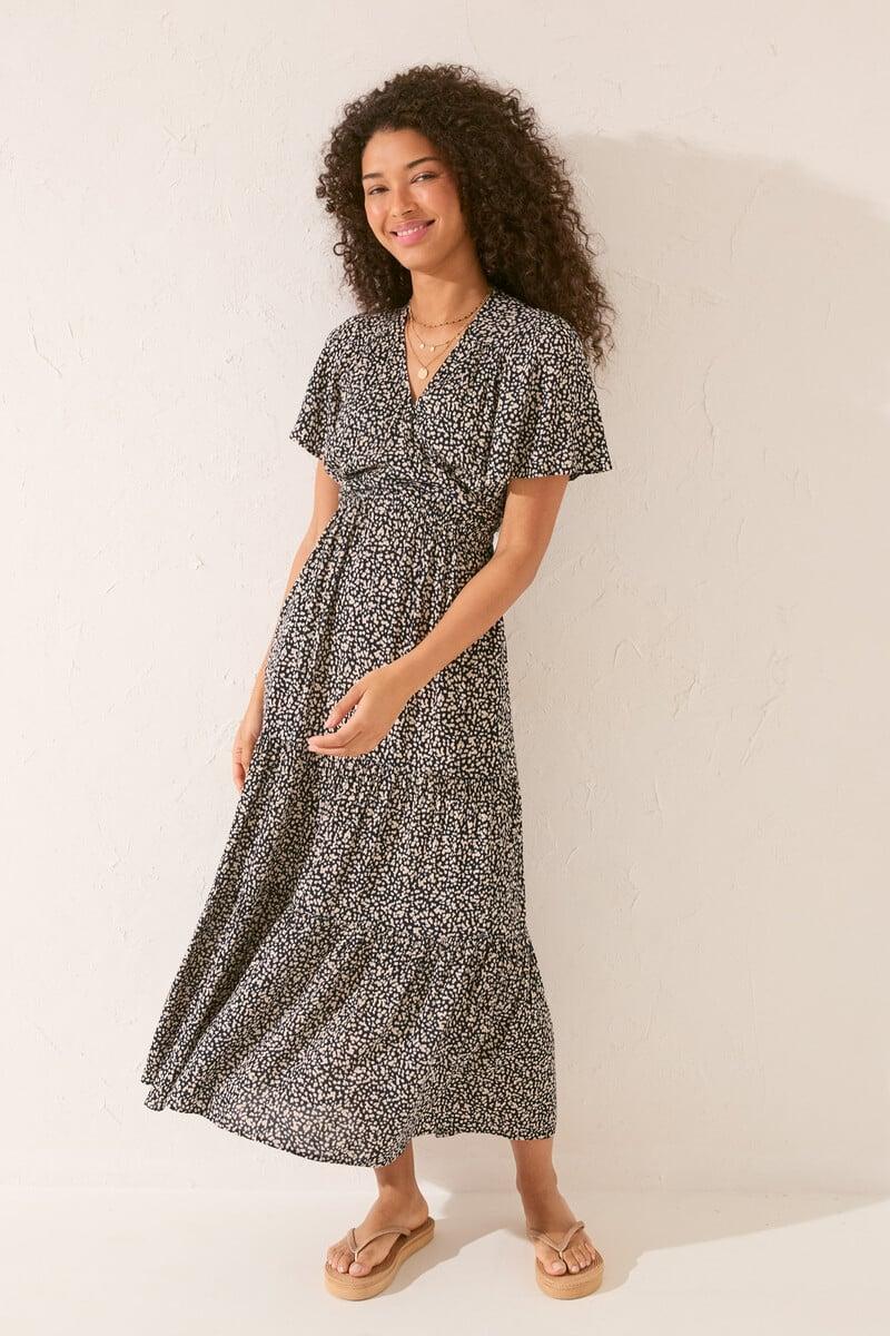 Cortefiel Vestido Largo Lazo Cintura