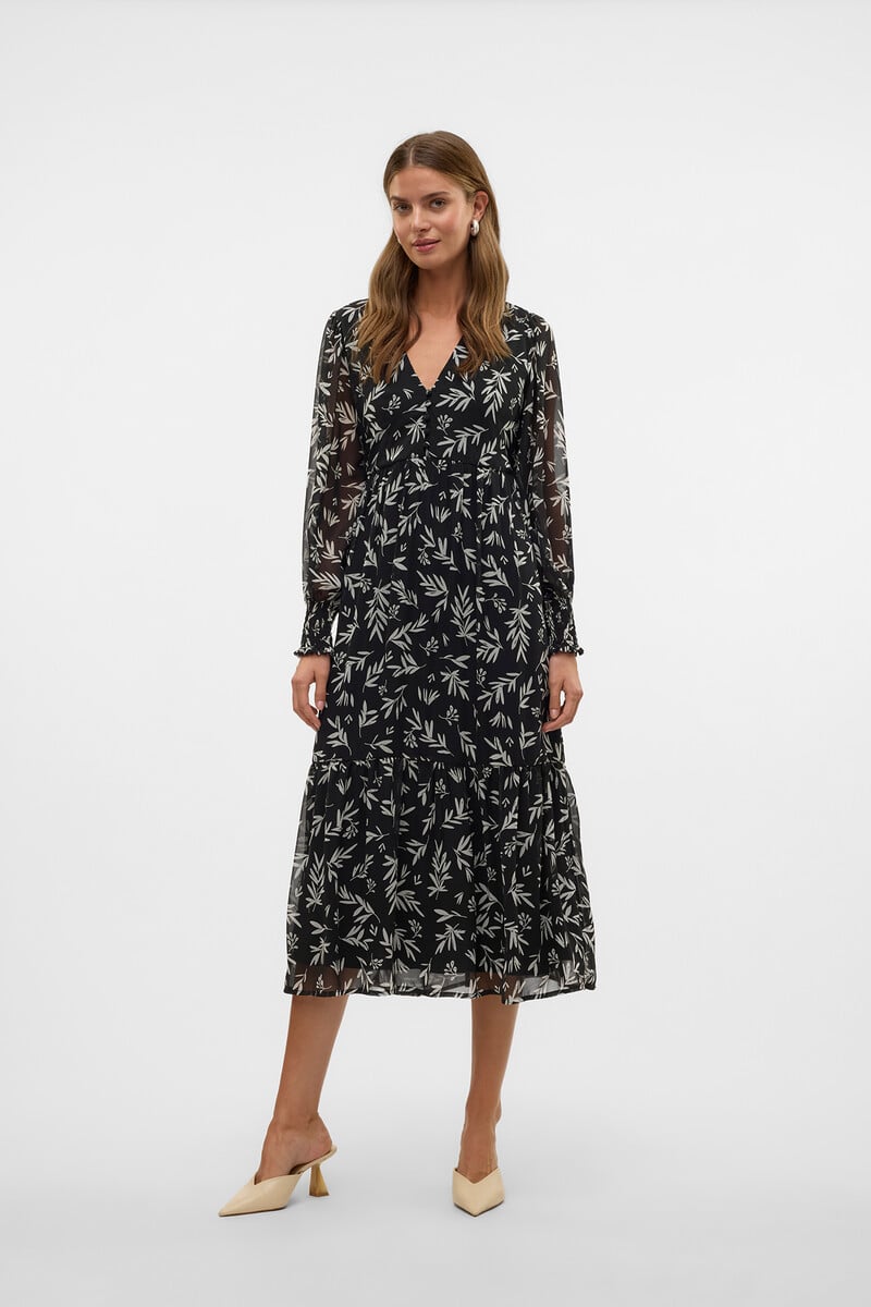 Cortefiel Vestido Largo Manga Larga