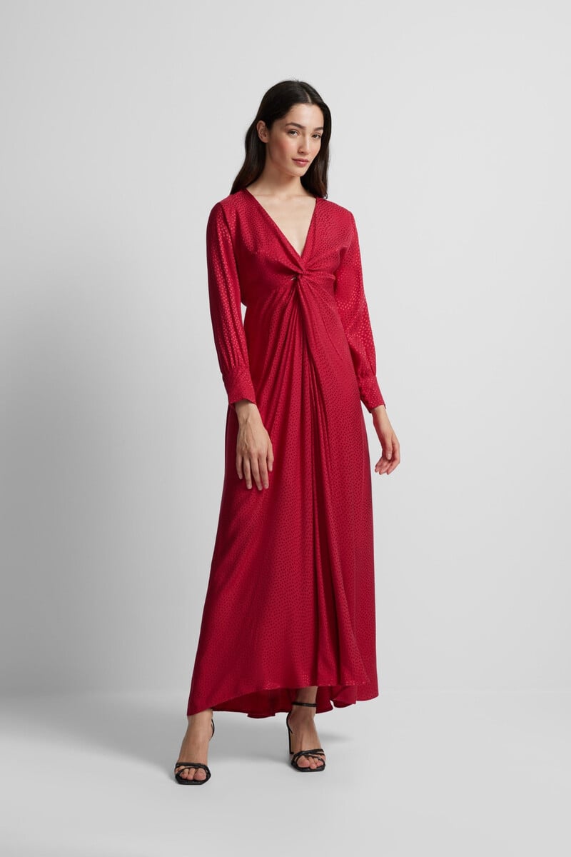 Cortefiel Vestido largo nudo jacquard