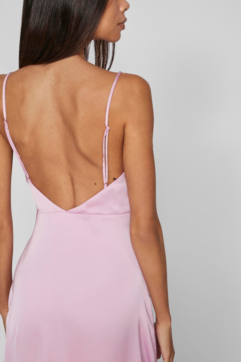 Cortefiel Vestido Largo Satinado Escote Drapeado