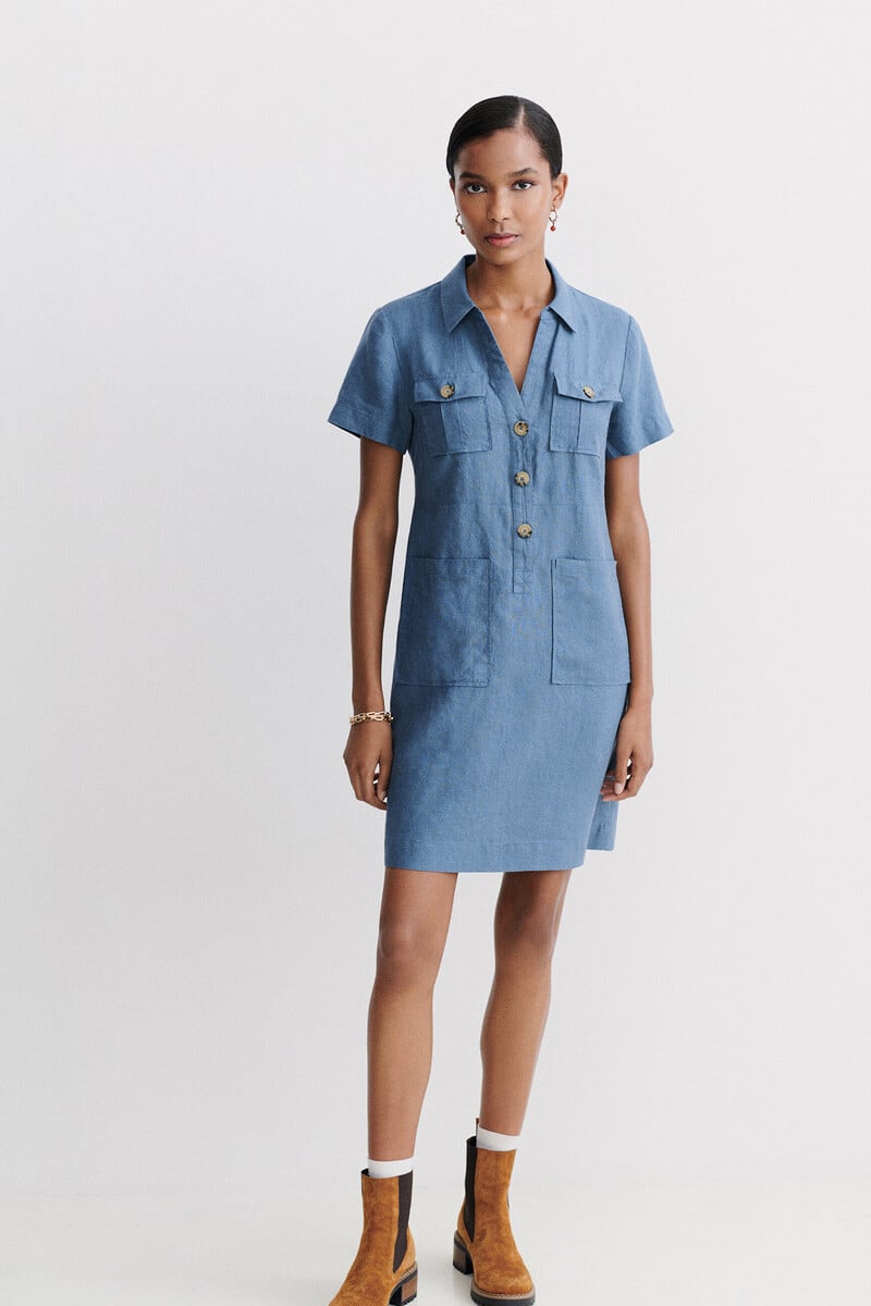 Cortefiel Vestido Laure 100 % Lino