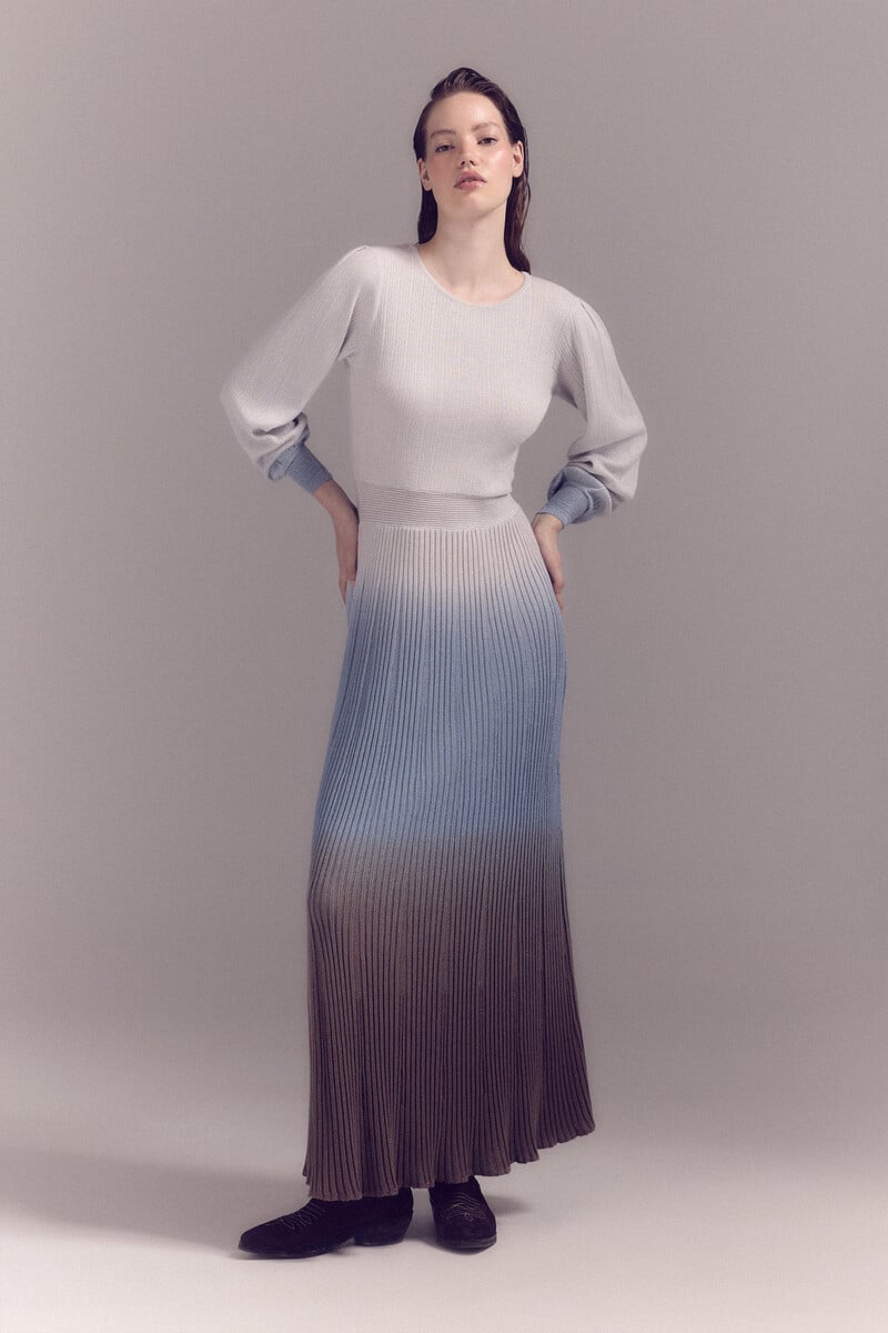 Cortefiel Vestido Lurex Plisado