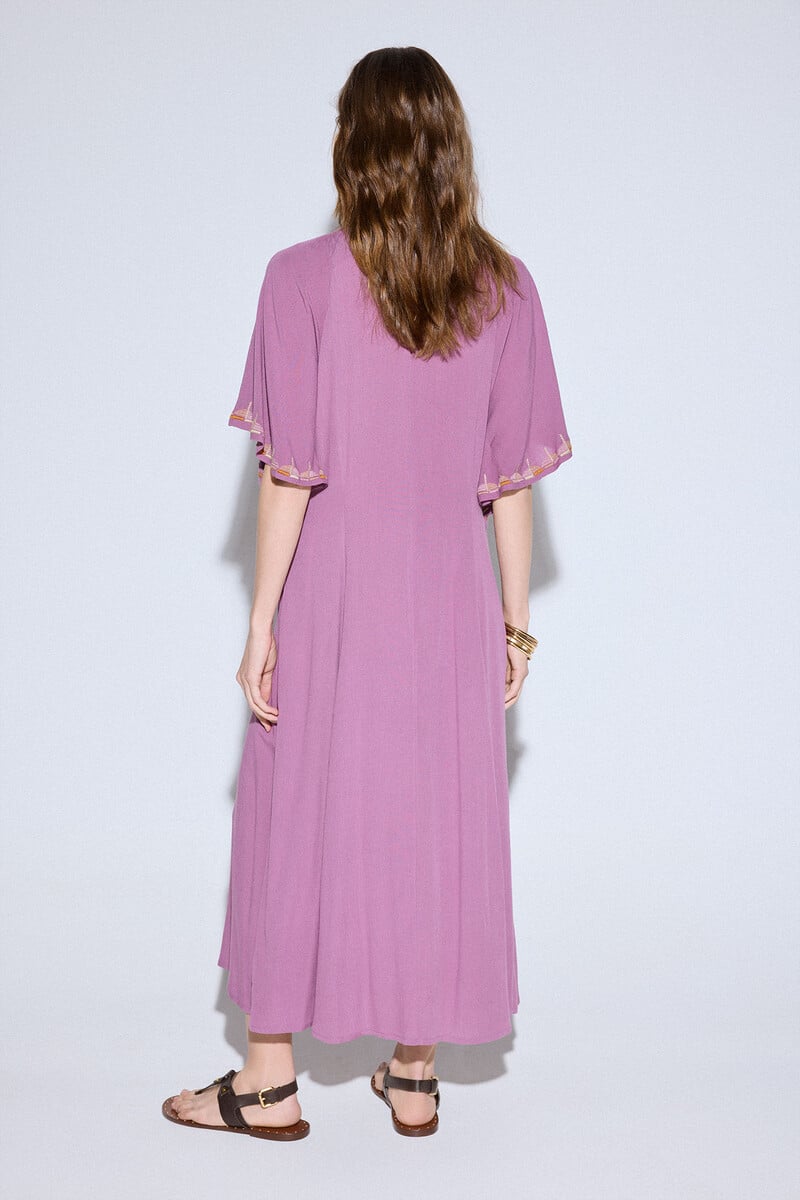 Cortefiel Vestido Manga Capa Bordado