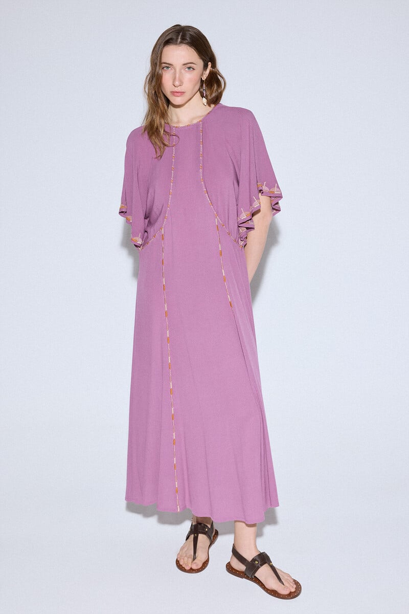 Cortefiel Vestido manga capa bordado