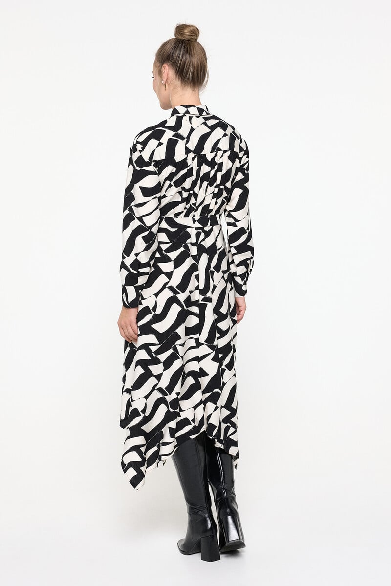 Cortefiel Vestido Midi Camisero Y Bajo Asimétrico