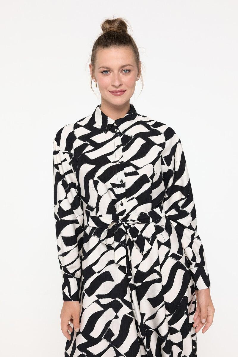 Cortefiel Vestido Midi Camisero Y Bajo Asimétrico