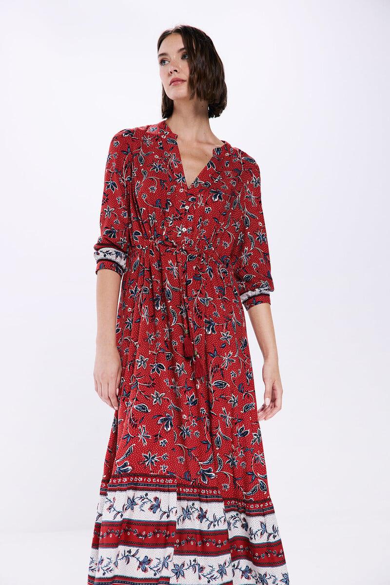 Cortefiel Vestido Midi Cenefas