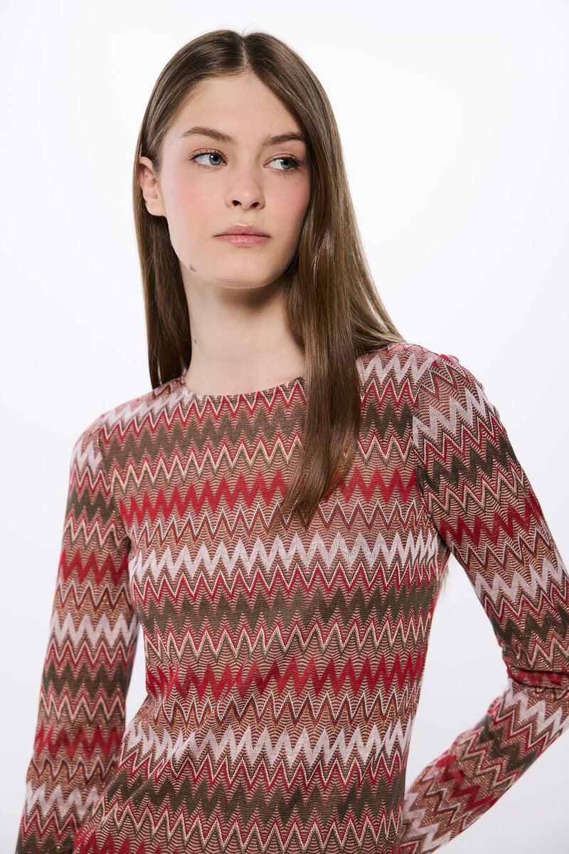 Cortefiel Vestido Midi Cenefas Zigzag