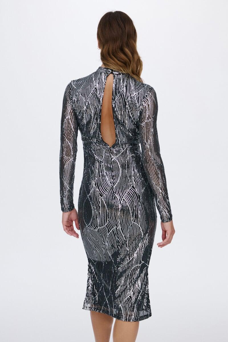 Cortefiel Vestido Midi Con Lentejuelas