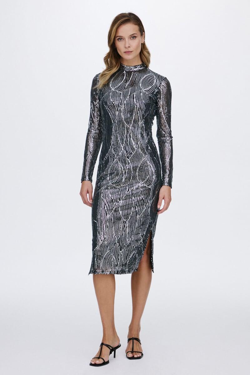 Cortefiel Vestido Midi Con Lentejuelas