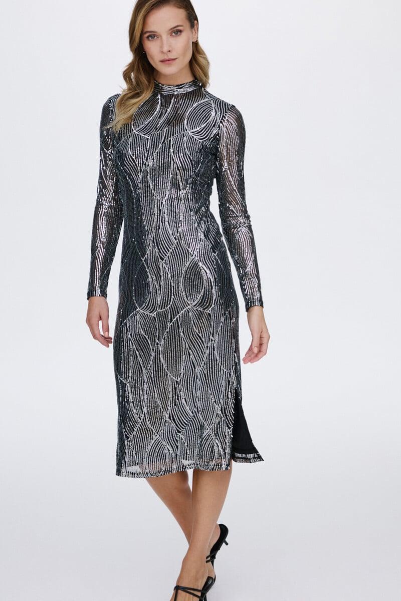Cortefiel Vestido midi con lentejuelas