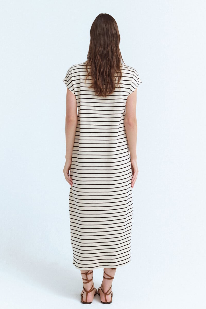 Cortefiel Vestido Midi Con Rayas