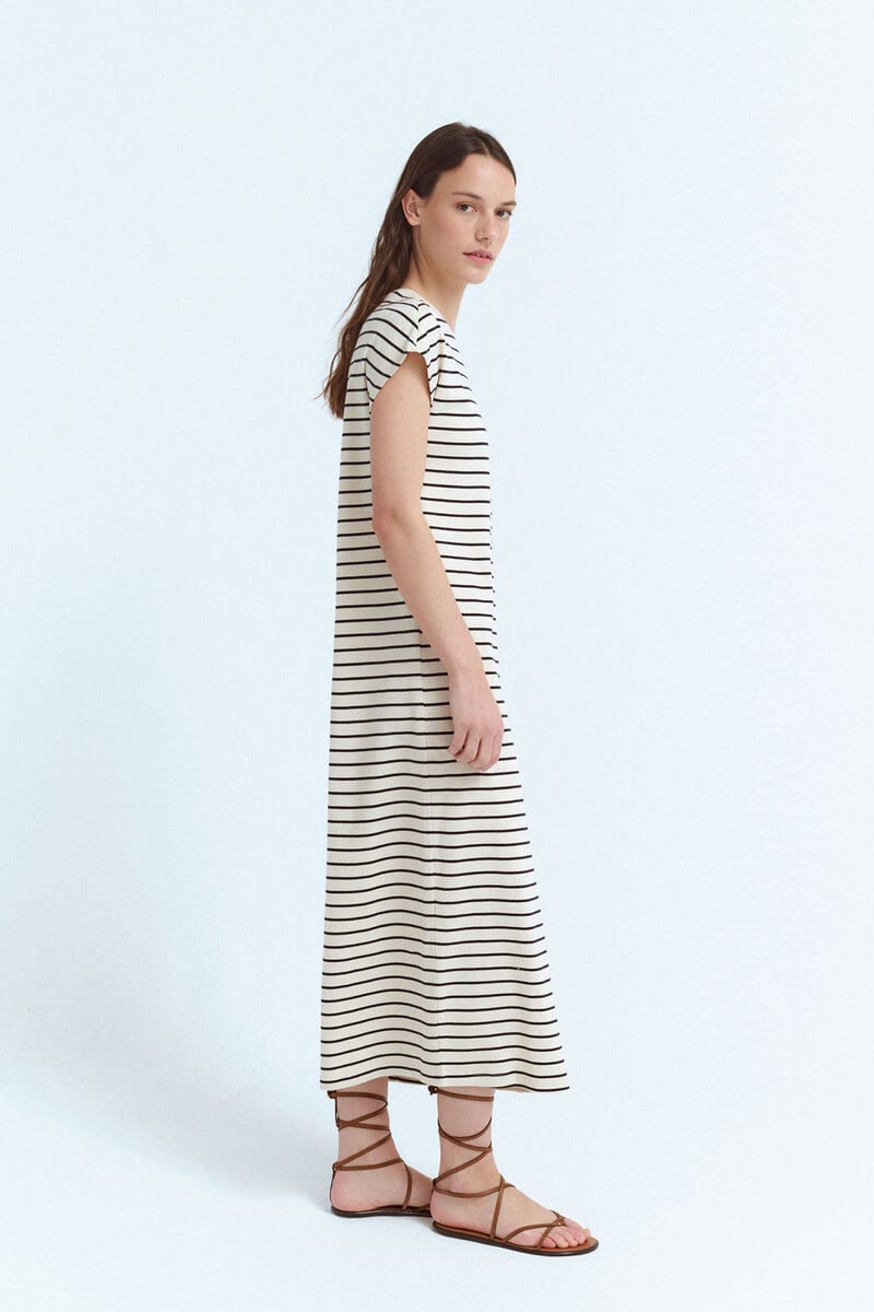 Cortefiel Vestido midi con rayas