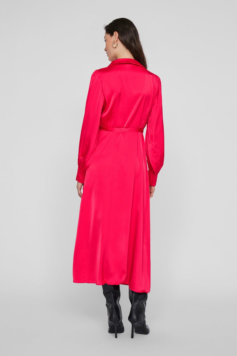 Cortefiel Vestido Midi Cruzado Satinado