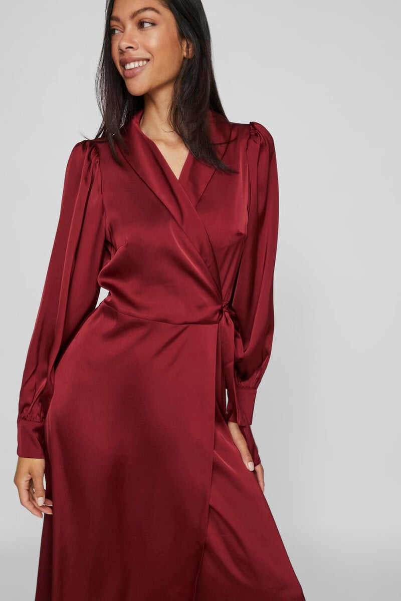 Cortefiel Vestido Midi Cruzado Satinado