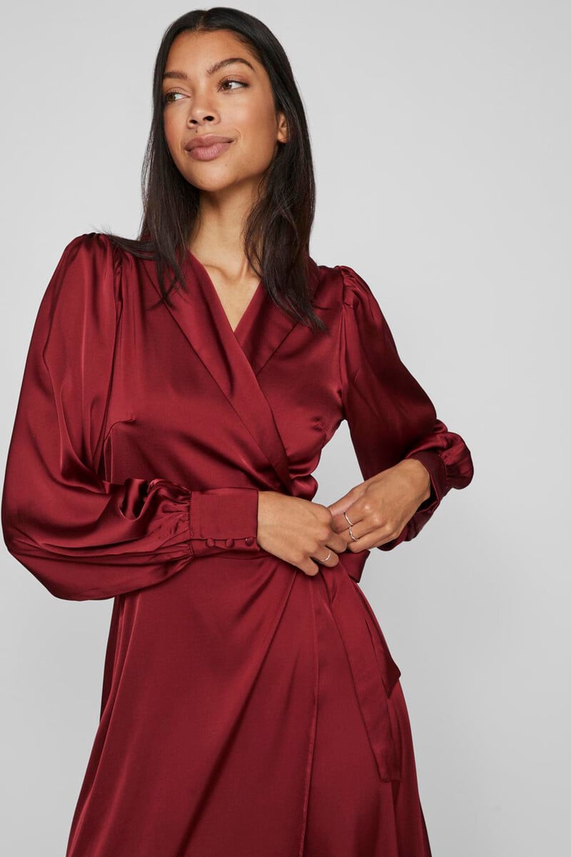 Cortefiel Vestido Midi Cruzado Satinado