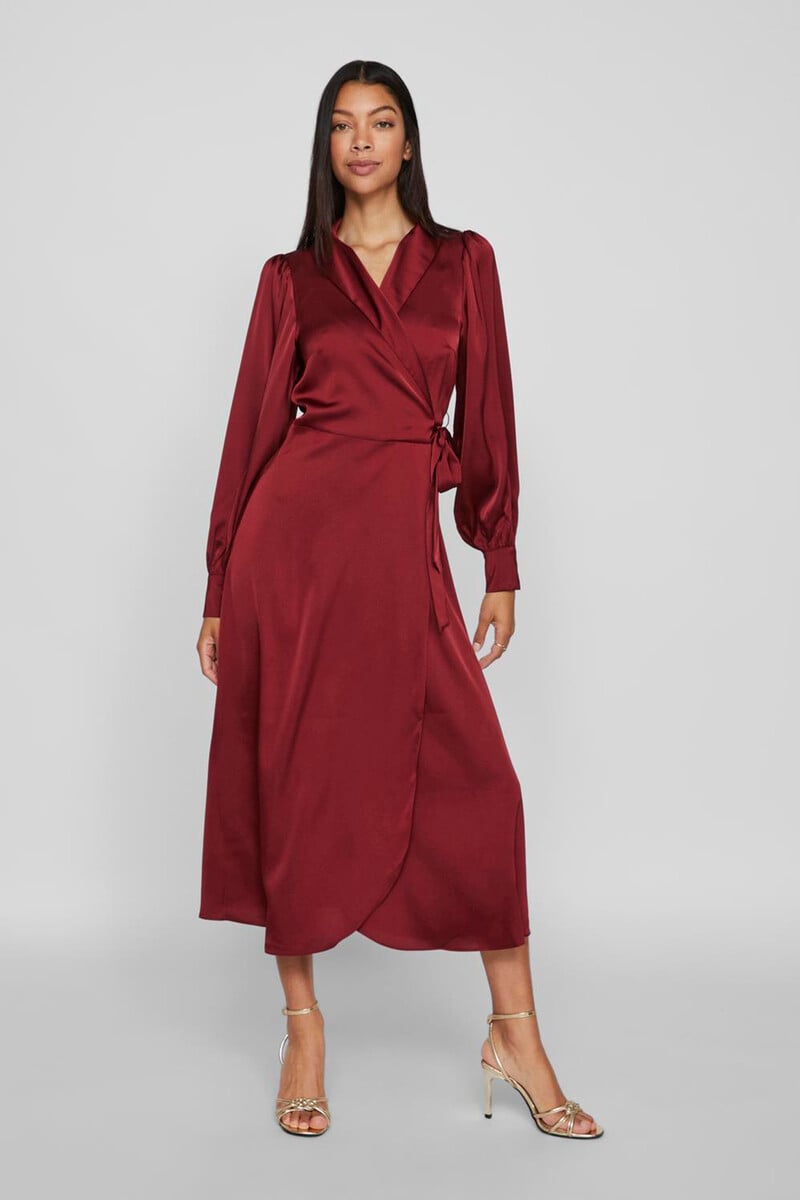 Cortefiel Vestido Midi Cruzado Satinado