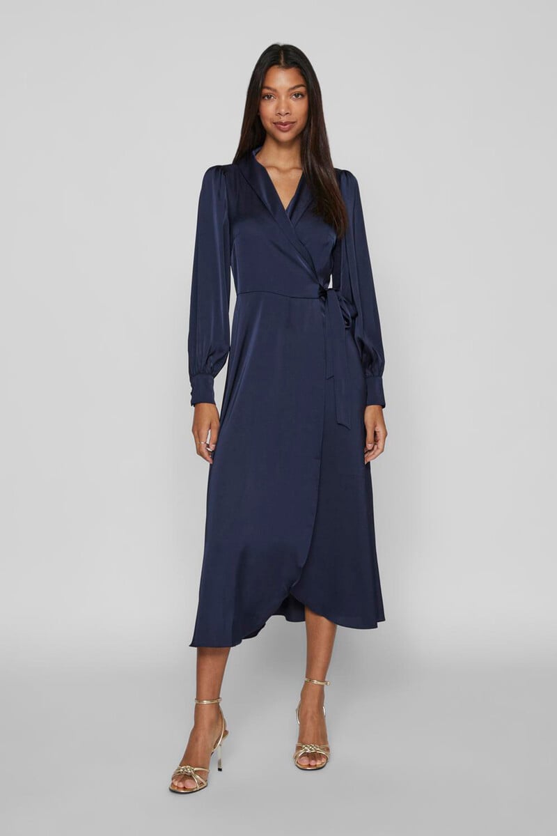 Cortefiel Vestido Midi Cruzado Satinado