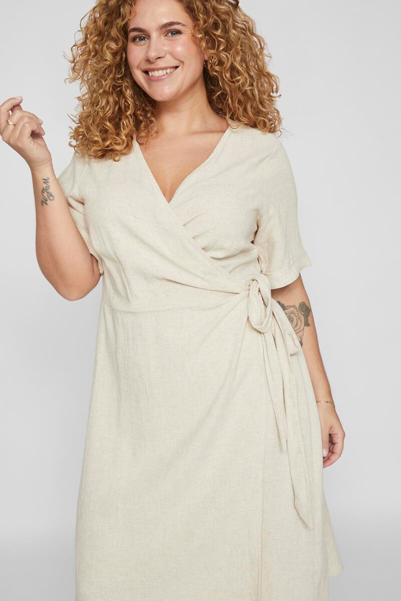 Cortefiel Vestido Midi De Lino Curve