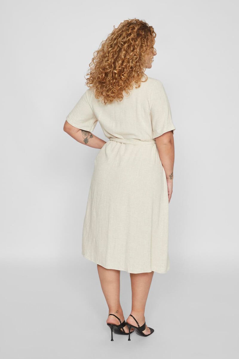 Cortefiel Vestido Midi De Lino Curve
