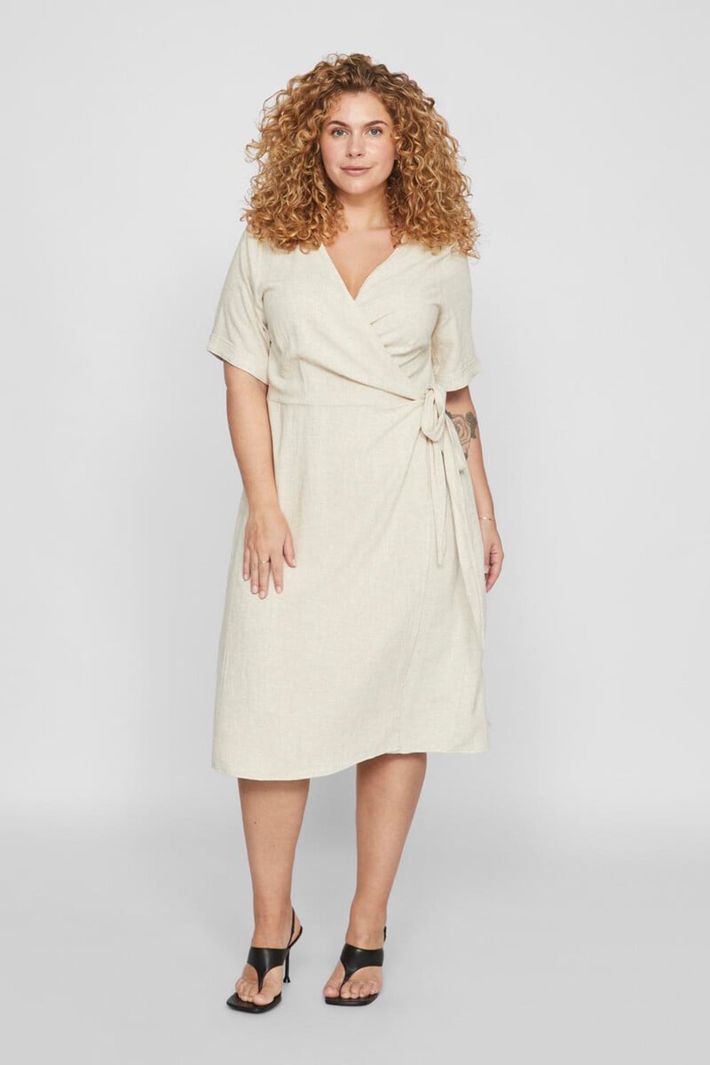 Cortefiel Vestido midi de lino curve